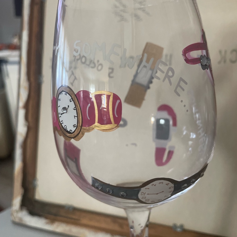 Lolita Pink and Gold Timepiece Wine Glass